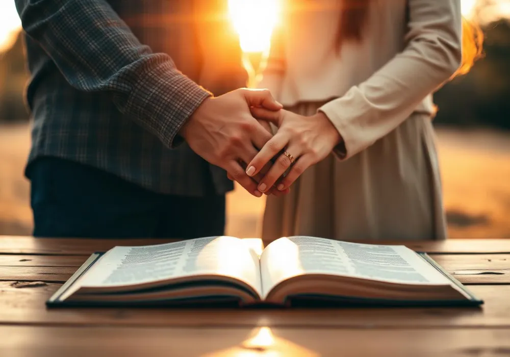 Christian couple praying together
